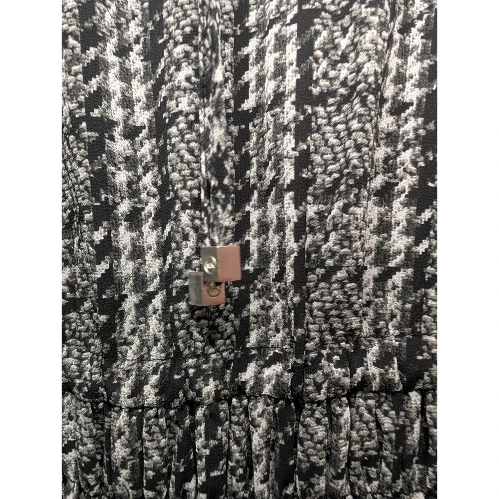 Michael Michael Kors Cold Shoulder Dress Black White Plaid Smocked - XS
